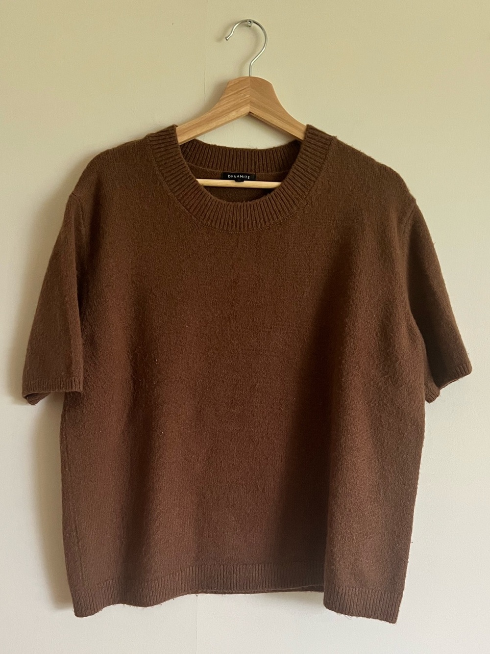 Dynamite Brown Boxy Short Sleeve Knit Sweater Women’s L